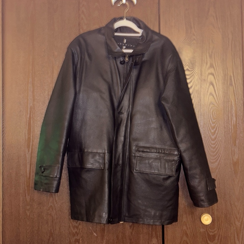 Men’s black leather coat by joshua Ross